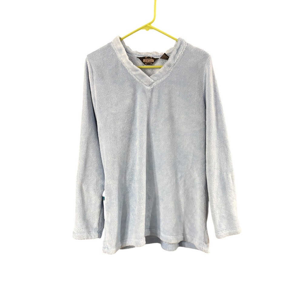 Guide Gear Womens Fleece V-Neck Long Sleeve Pullover Top Baby Blue Size Large